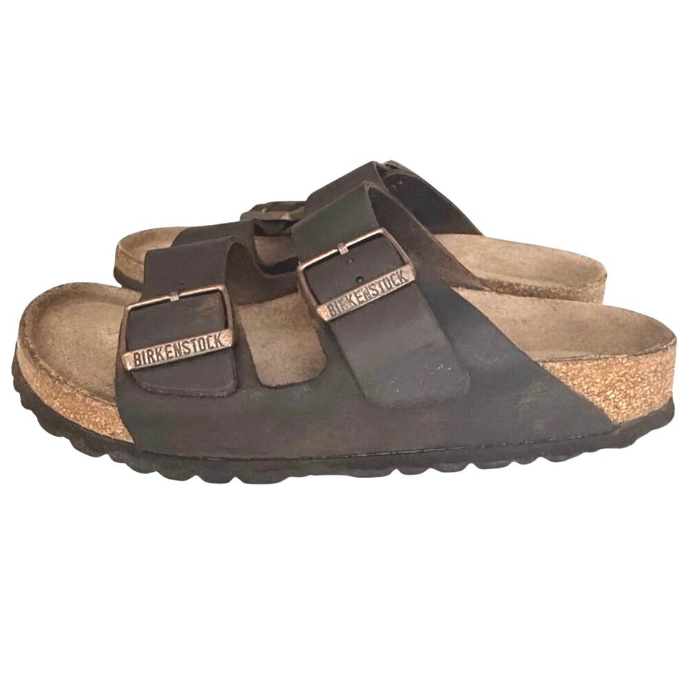*Birkenstock Arizona brown Birko flor two strap sandal sz 38 summer boho comfort